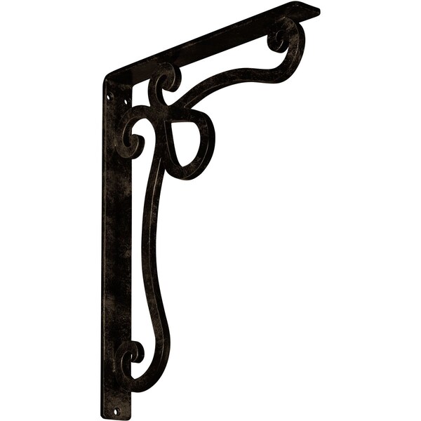 Ekena Millwork Orleans Wrought Iron Bracket, (Single center brace), Antiqued Brass 1 1/2"W x 12"D x 15"H BKTM01X12X15SOLABS - main